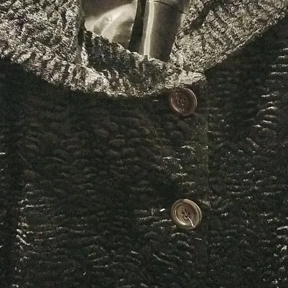 Ann Taylor Vintage Chenille Black Dress Coat - Large